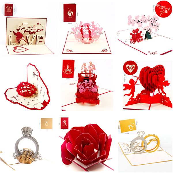 

3d love greeting card personalized wedding cards romantic valentine's day wedding invitations supplies thanksgiving card 1pcs