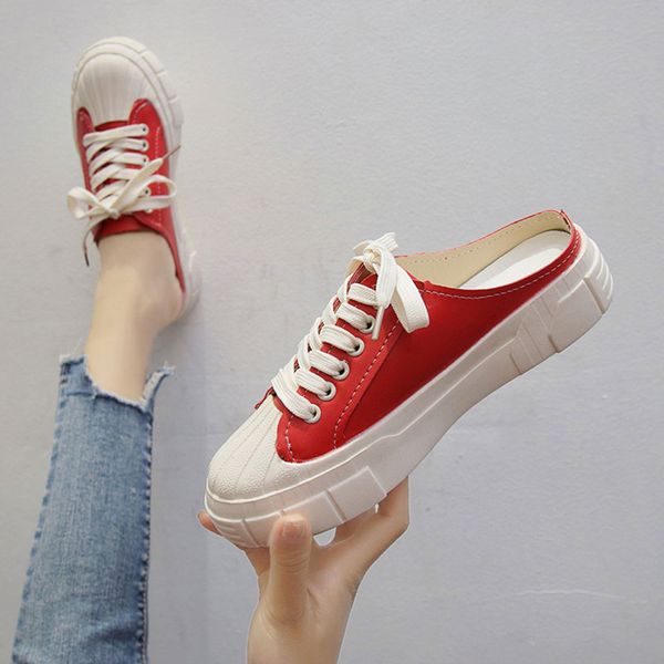 

women's shoes platform slip-on casual female sneakers round toe modis all-match slip on cross 2020 comfortable new, Black