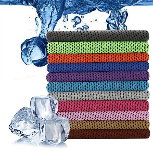 

double layer ice cold towel sweat summer exercise fitness cool quick dry soft breathable cooling towel for kids 10color 90*30cm hot