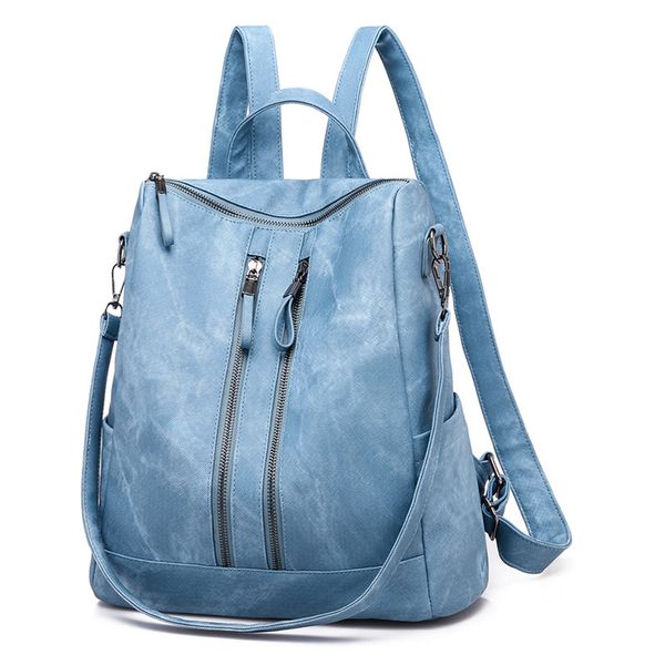 

fashion pu leather women's backpack candy color shell polyester shell soft surface backpack 2020 new