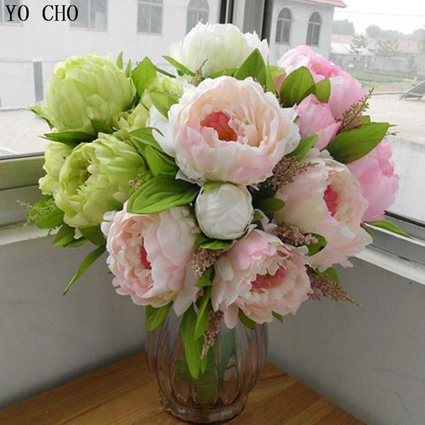 

новый дизайн осень декор главная свадебные украшения mariage роза diy 7 пион цветок heads bouquet поддельные пион искусственные цветы растен