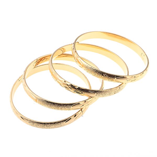 

4pcs gold bangle for women gold dubai bride wedding ethiopian bracelet africa bangle jewelry gold charm bracelet, White