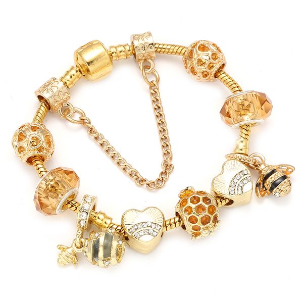 

Роскошные позолоченные браслеты с подвесками из золота для хрусталя Pandora Браслет