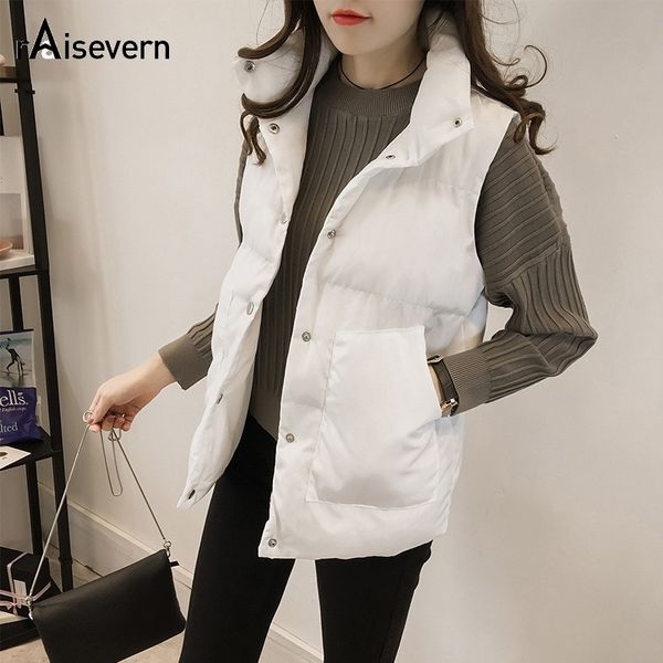 

raisevern women winter vest outwear fashion sleeveless vest warm jacket feminine sleeveless jacket plus size s-4xl, Black;white