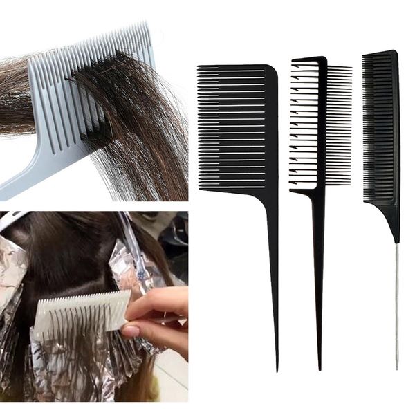 

3x two-way hair weave highlighting foiling hair comb hair coloring combs, Silver