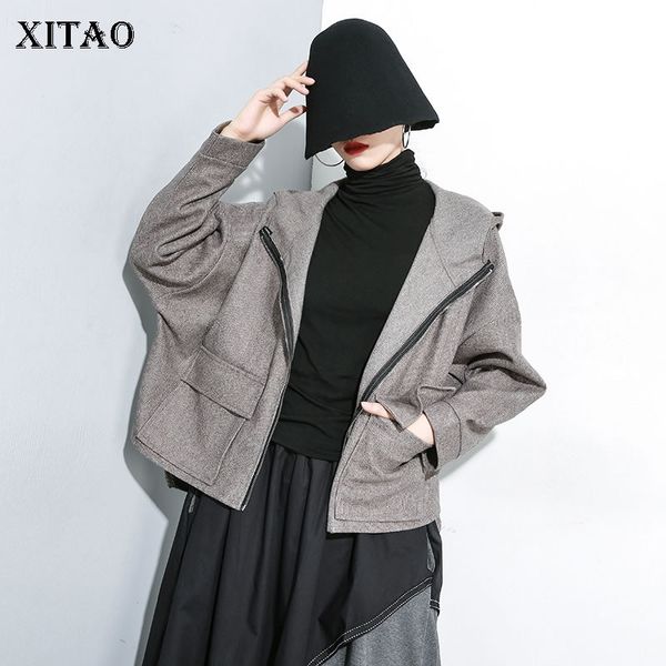 

xitao irregular women jacket women fashion new 2019 autumn elegant turn down collar small fresh pocket minority coat wld2733, Black;brown