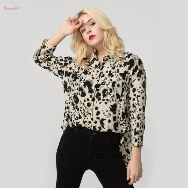 

blouse women women vintage print oversized blouse pocket long sleeve pleated irregular shirt ladies office wear blusas la175, White