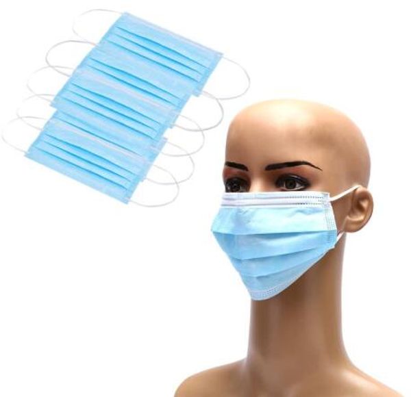 

dhl disposable face mask 3 layer ear-loop dust mouth masks cover 3-ply non-woven disposable dust mask soft breathable