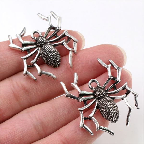 

35x32mm 5шт античная бронза и старинное серебро гальваническим паук ручной работы подвески подвеска: diy для браслета ожерелья, Silver
