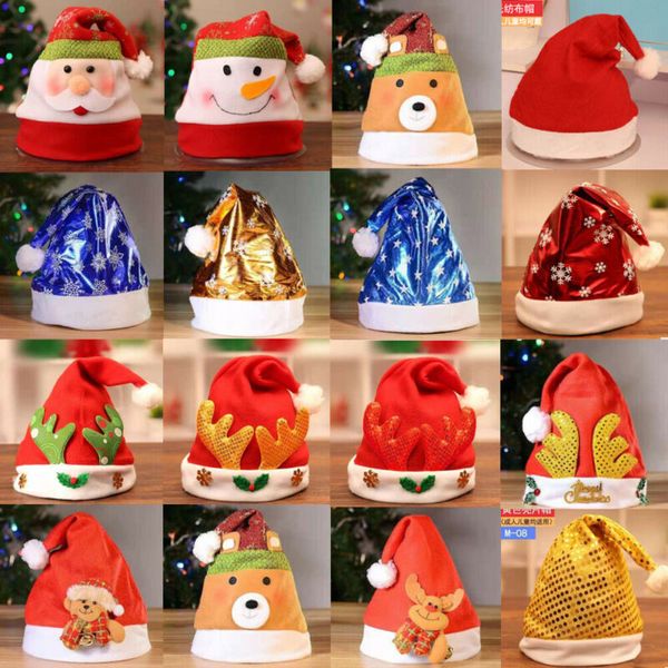 

velvet father adult/kids christmas hats sequin cute reindeer snowman bell xmas santa party festive family hats gift