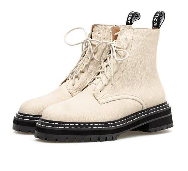 

casual style women fashion lace up ankle booties winter boots beige black size 35 to 40