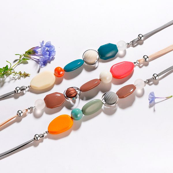 

2019 fashion necklaces & pendants for women boho geometric acrylic beads statement necklaces female choker kolye bijoux gifts, Golden;silver