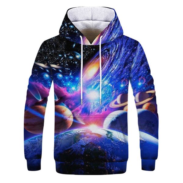 

mens designer cosmopolitan 3d digital printing casual hooded sweater, Black