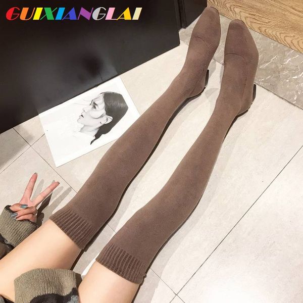 

spring stockings boots for women above the knee 2020 new autumn stockings boots with ins web celebrity socks skinny, Black