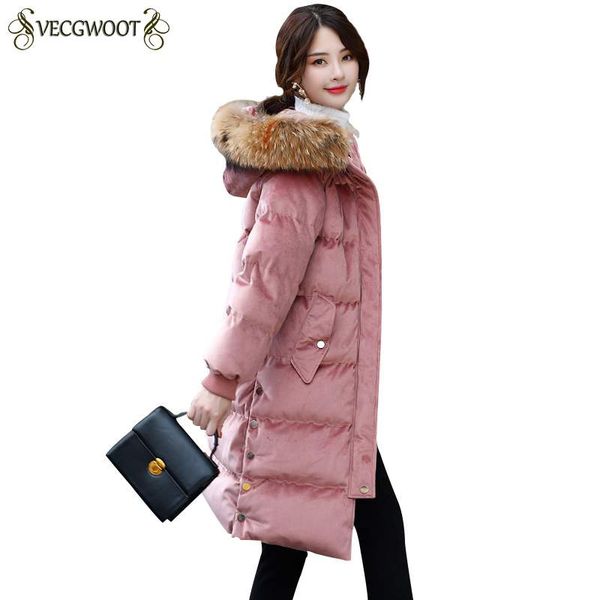 

fashion women down jacket 2018 winter new hoode fur collar female coat slim thicker warm lady parkas medium long outerwear pr307, Black