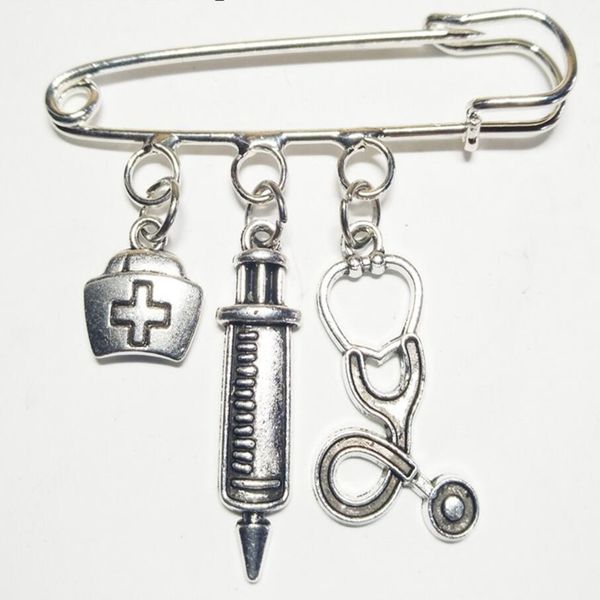 

ювелирные изделия очарование новый медсестра cap медицинская брошь шприц стетоскоп симпатичные брошь подарок ювелирных изделий унисекс брошь, Gray