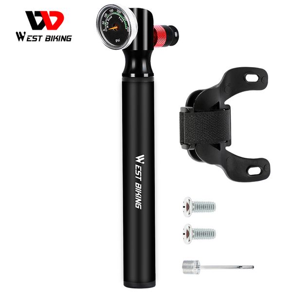 

west biking portable bike pump mini hand air pump with pressure gauge 300 psi bicycle schrader presta tire inflator