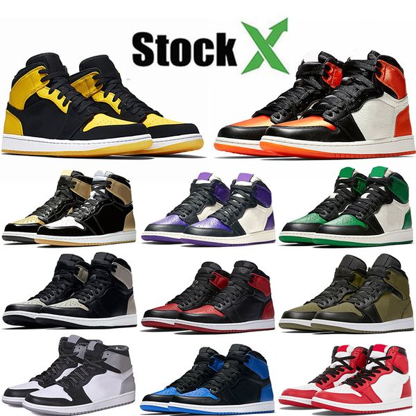

fashion ale 1s basketball jumpman shoes youth popular new love with yellow mark bred court purple sneakers sports men women size 36-47