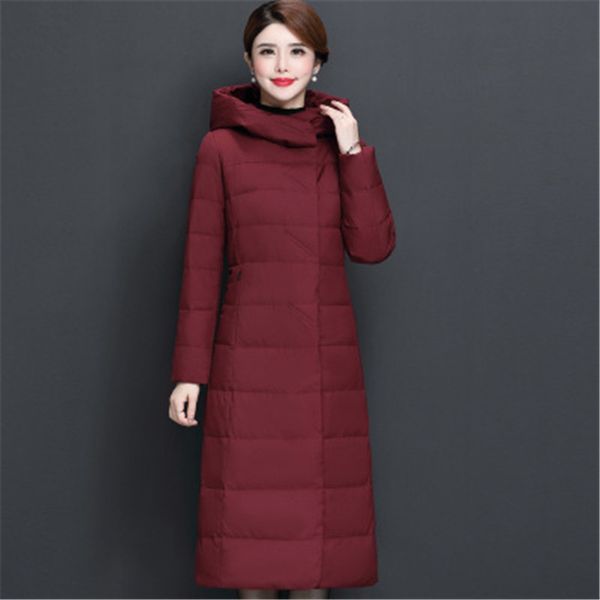

white duck down hooded woman down jacket 2019 new fashion winter new thicken warm slim long coat parka plus size 4xl 755, Black