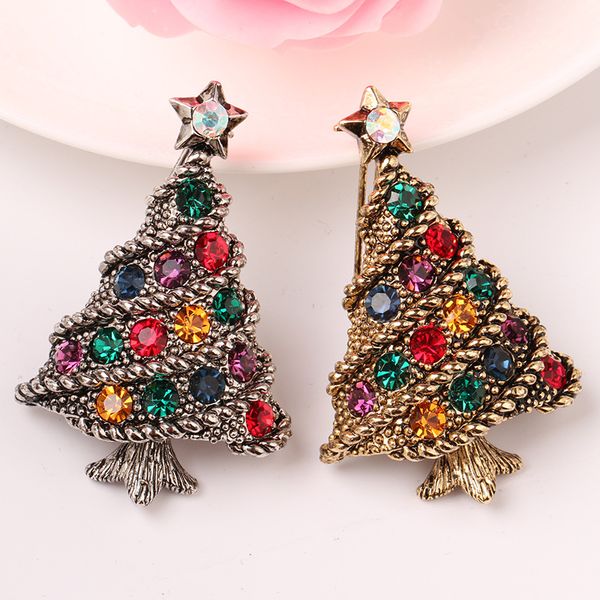 

fashion popular christmas brooch creative gift suit accessories female brooch jewelry retro christmas tree pin sale, Gray