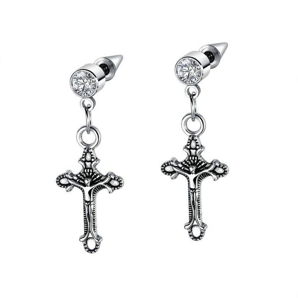

316l stainless steel cool jesus christ protect us stud earrings cross stud earrings ear fashion jewelry gifts boucle d'oreille femme, Golden