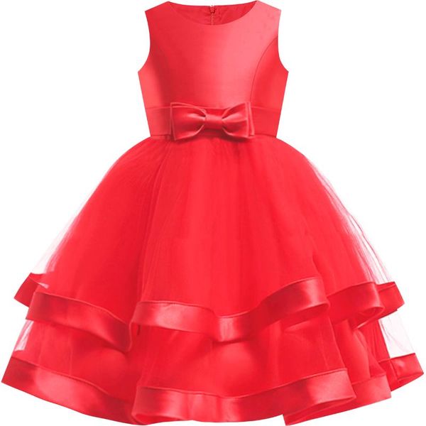 

flower girl dress sleeveless red ball gown wedding party pageant 2020 summer princess dresses girl clothes sundress vestidos, Red;yellow