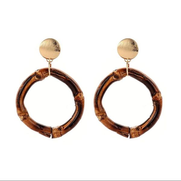 

retro ladies hollowed circle dangle ear stud casual elegant women geometric drop earrings alloy jewelry gift, Golden;silver