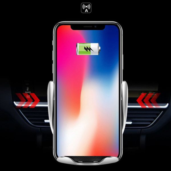 

s5 wireless car charger automatic clamping for iphone android air vent phone holder 360 degree rotation 10w fast charging with box 32pcs