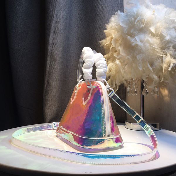 

25cm printing presbyopia pvc designer luxury handbags purses dazzle colour laser shell package totes deisgner crossbody bags t05