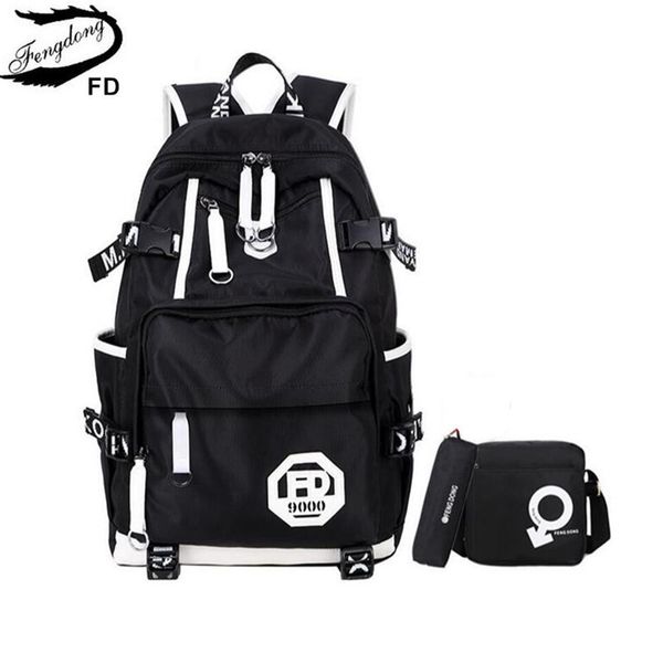 

fengdong 3 pcs set kids backpack children school bags boys blue pen pencil case male shoulder bag for lapnotebook y200706