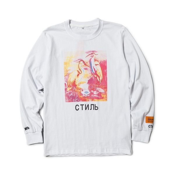 

The European and American Popular Logo HERON PRESTON Hoodies Flame-colored Crane Print Black and White Long Sleeves for Men and Women