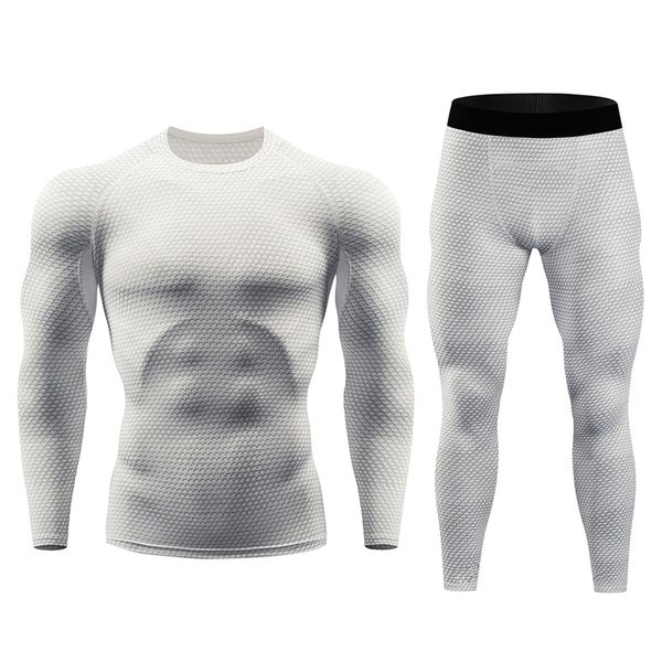 

snake skin 3d t-shirt compression set men joggers suits fitness sportswear sets long sleeve shirt and pants gyms workout tights, Gray