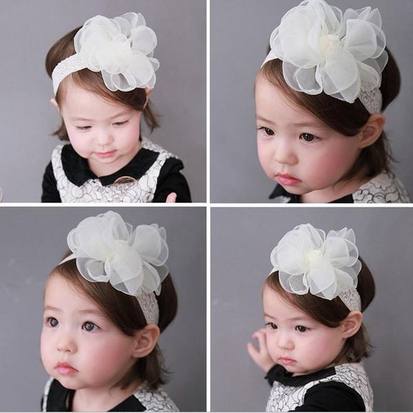 Baby Mesh Yarn Lace Flower Headband Head-wear Fashion Girl Party Birthday Dress