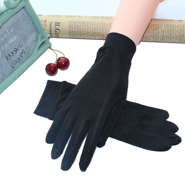 

2018 100% real silk gloves for women' spring summer gloves soft silky female sunproof ladies mittens anti-uv solid color, Blue;gray