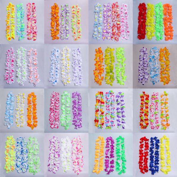 

50pcs/set hawaiian garland artificial leis flower necklace hairband fancy dress party wedding beach fun diy party decoration