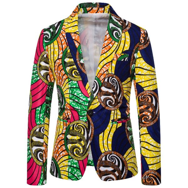 

bohemian blazer masculino hip hop singers mens blazer jacket casual men suit jacket slim hawaii party suit colorful print coat, White;black