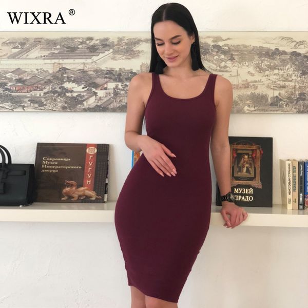 

basic vest dress women high stretch ribbed knit dress summer solid brief casual bodycon pencil midi day dresses, White;black