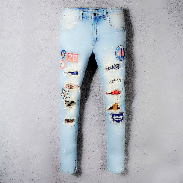

new mens designer jeans hip hop zipper hole jeans arn5 mens suitable ripped biker denim pants blue fashion designer