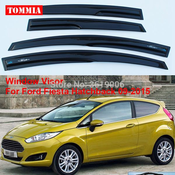 

tommia 4pcs window visor shade vent wind rain deflector guards cover for ford fiesta hatchback 09-2015