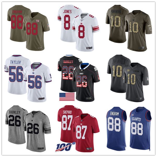 

Custom Giant Jerseys Lawrence Taylor Eli Manning Saquon Barkley Sterling Shepard Evan Engram Daniel Jones Men Football Jersey