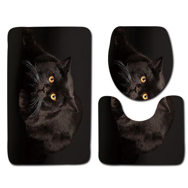 2020 Black Bathroom Mat Set Cat Pattern Anti Slip Bath Mat Soft Foam Bathroom Rug Modern Toilet Mat Sets From Sunflowerxiangyang 19 Dhgate Com