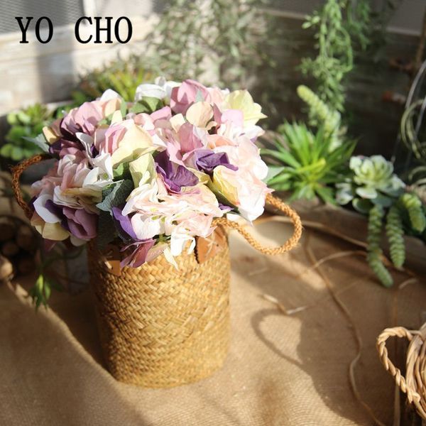 

yo cho 1pc artificial hydrangea flowers branch silk hydrangea flowers wedding party arrange home table decor fake silk floristry