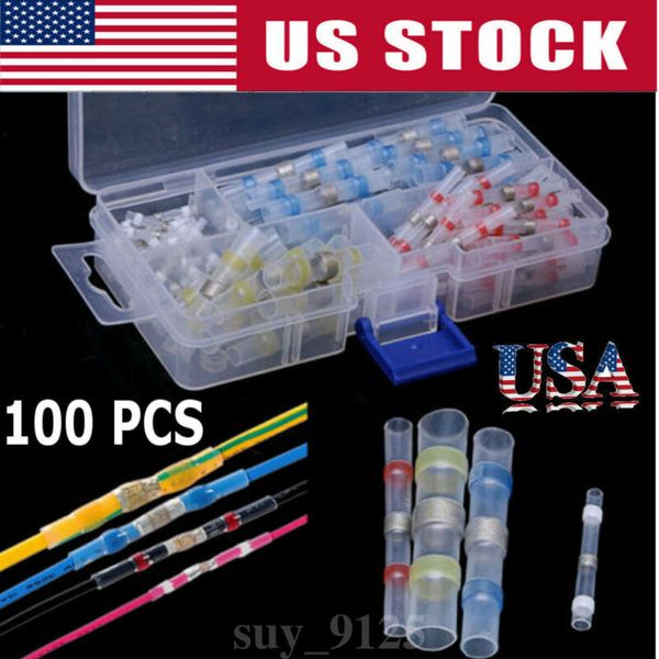 

100pcs Waterproof Solder Heat Shrink Tube Solder Sleeve Tubing Wires Connectors Cable Splice Line to Line Connector