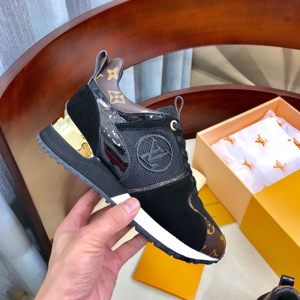 

platform men's and women's shoes wild vintage luxury dad shoes running shoes leather upper breathable sneakers 05, Black
