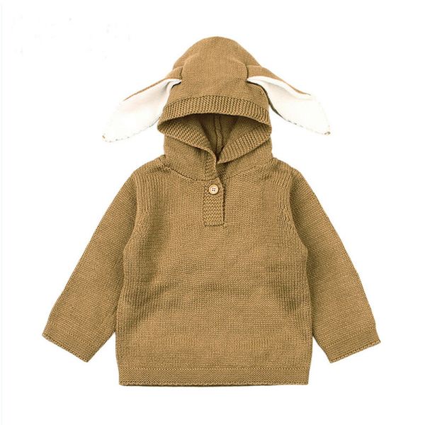 

cute winter toddler baby sweaters kids boys girls rabbit ear sweatshirt hoodie sweater warm knit lovely baby clothes, Black