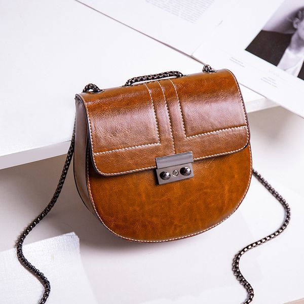 

new women's bag solid color shoulder semi-circular saddle bag women's wild casual messenger