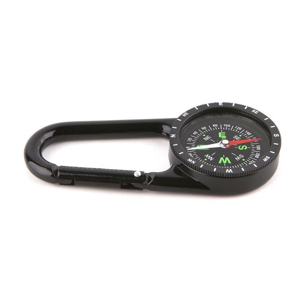 

2 in 1 zinc alloy compass carabiner outdoor hiking camping hunting keychain big dial direction guide