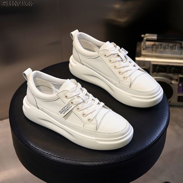 

genuine leather casual shoes women sneakers autumn light white sneakers platform med heel ladies shoe comfortable running shoes
