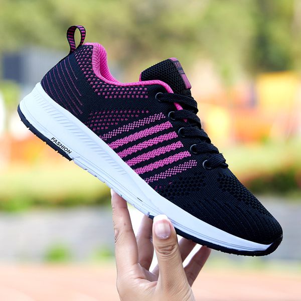 

2020 new lace-up shoes ladies mesh comfortable shoes women summer breathable woman casual round toes sale, Black