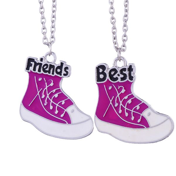 

20pairs/lot fashion friends shoes pendant necklace trendy necklaces for women friends gift silver chain bff choker jewelry